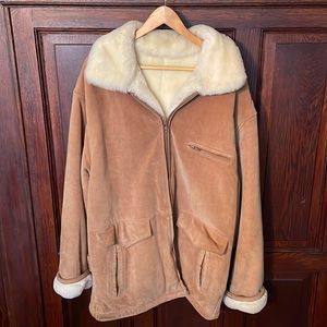 Bill Blass mens faux shearling coat. Leather outside. XL